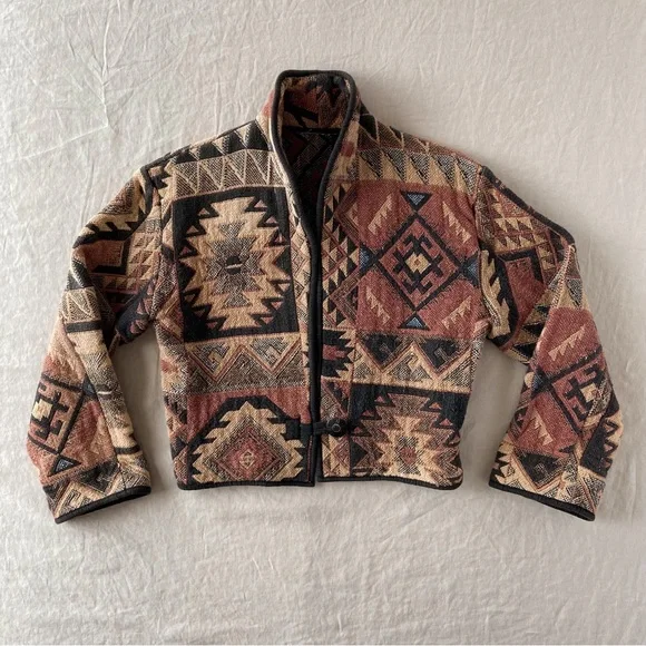 ‼️SOLD‼️ Vintage southwestern thick short tapestry jacket - Picture 4 of 6
